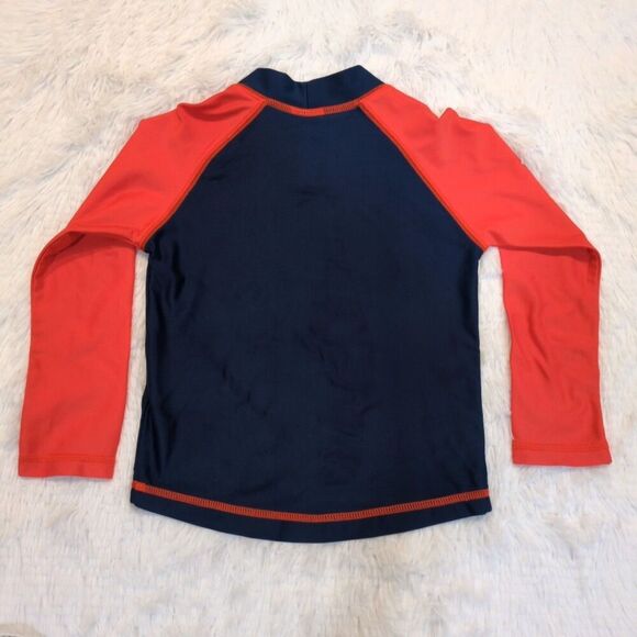 3T Carter's Simple Joys Rashguard Swim Shirt Red Navy - Picture 3 of 5
